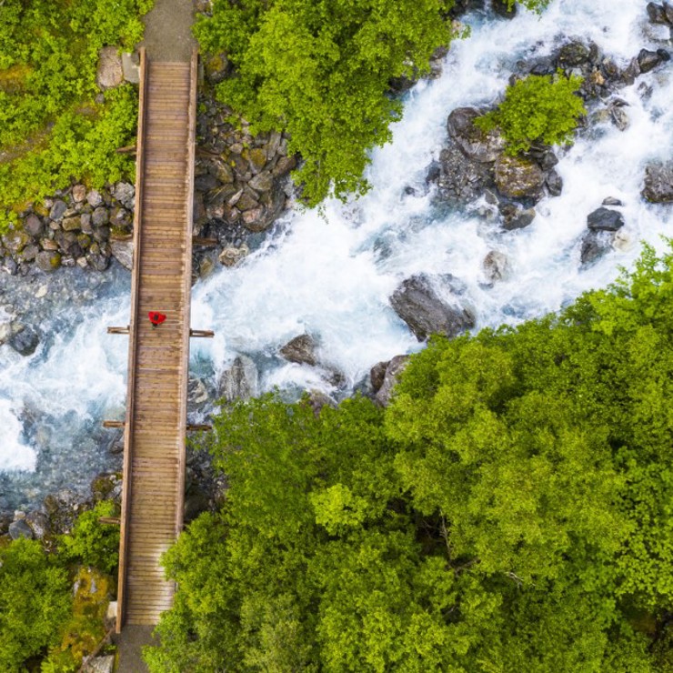 Walking Over River Aerial Shot 2500X1600 2